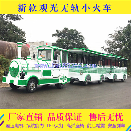 洛阳汝阳县大型游乐场游乐设备无轨观光小火车厂家供应