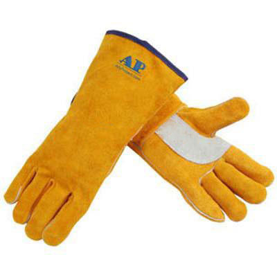 CW-2008金黄色护掌全皮电焊焊工手套劳保工业防护手套一件代发示例图1
