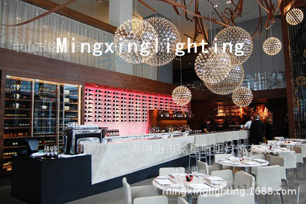 LED吊灯创意火花球餐吊灯艺术餐厅球形灯款酒店宴会厅吊灯具厂家示例图6
