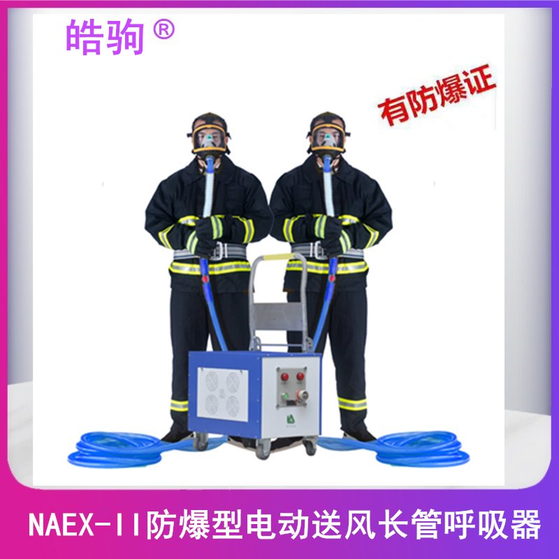 皓驹供应NAEX双人防爆送风式长管空气呼吸器 参数双人电动送风式长管空气呼吸器功能 防爆风机长管呼吸器动力送风过滤式呼吸
