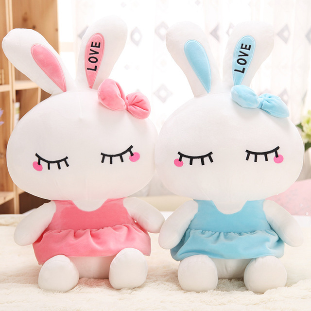布娃娃毛绒玩具 可爱创意兔子公仔 兔子抱枕生日礼品 送女友定制批发 送女友礼物刻字做logo