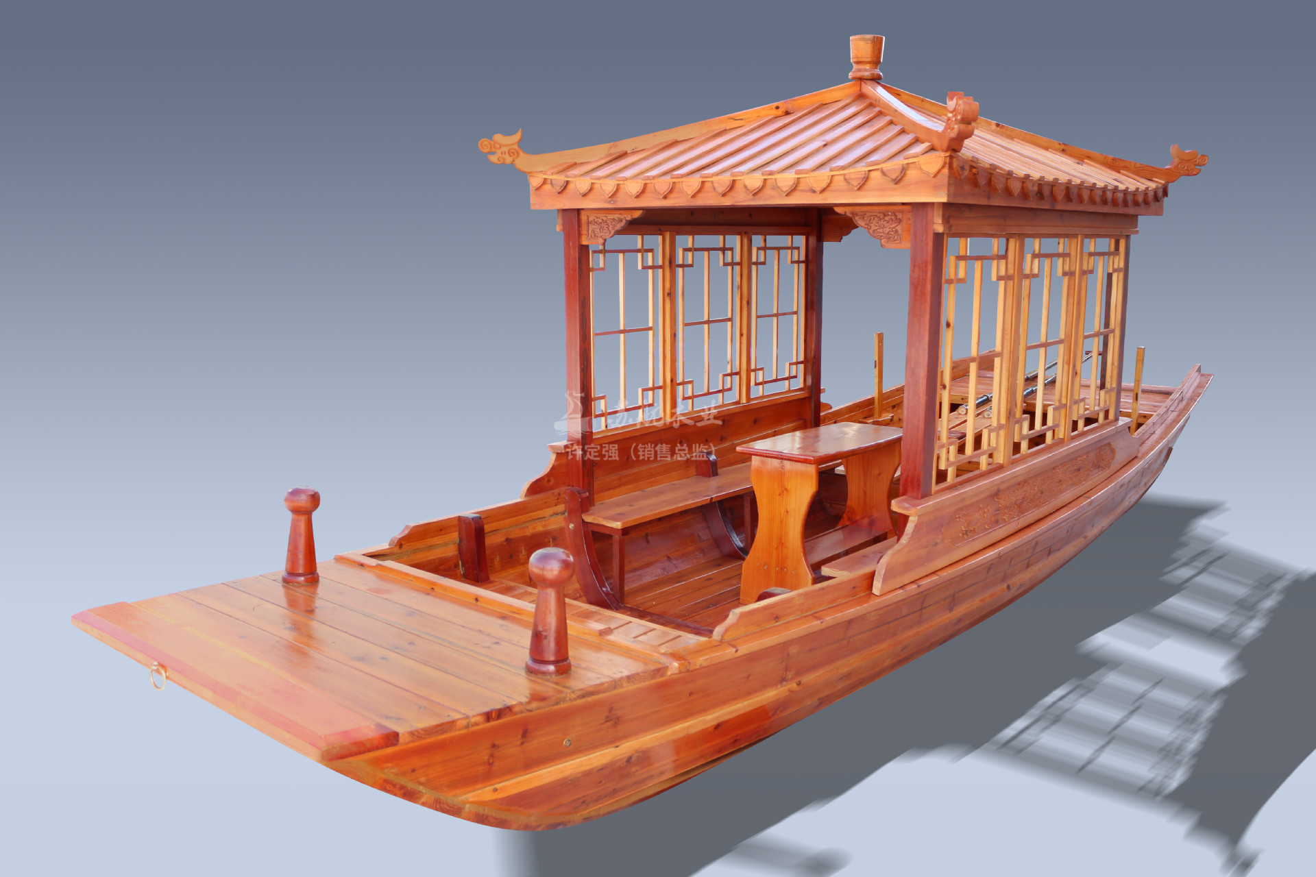 木船出售 定制6人仿古手划船休闲旅游乌篷游船 电动观光船示例图4
