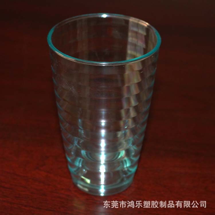 东莞厂家直销12oz塑料透明螺纹冷饮杯果汁饮料杯PS食品级塑胶杯示例图5