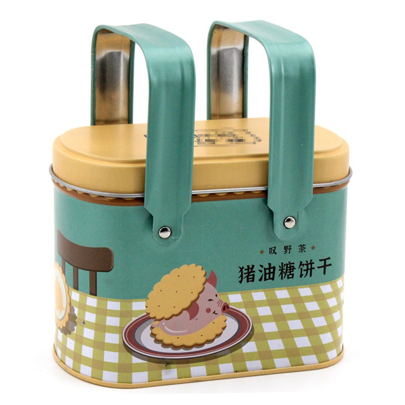 包装铁盒定做厂家 手提式猪油糖饼干铁盒 麦氏罐业 糕点食品铁罐包装图片