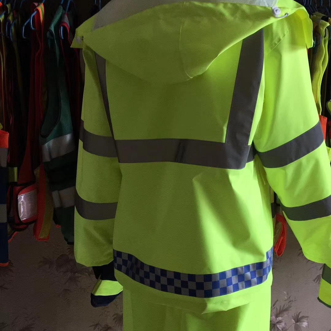 雅戈丹盾 工厂直销双层加厚雨衣  分体式荧光绿  雨衣定制logo  牛津布徒步雨披雨衣图片