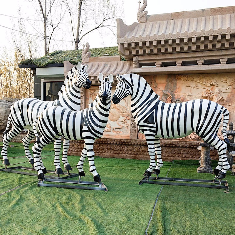 园林景观动物小品玻璃钢斑马雕塑 仿真动物雕塑斑马 唐韵园林图片