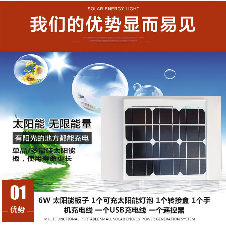 华洋太阳能灯价格小型太阳能发电系统家用室内灯庭院灯一拖一示例图13