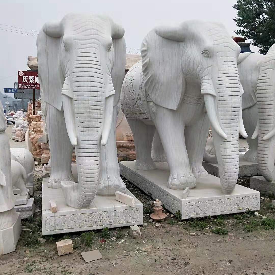 转运石雕大象 出口特价石大象 富祥 石雕象一对 青石石雕大象
