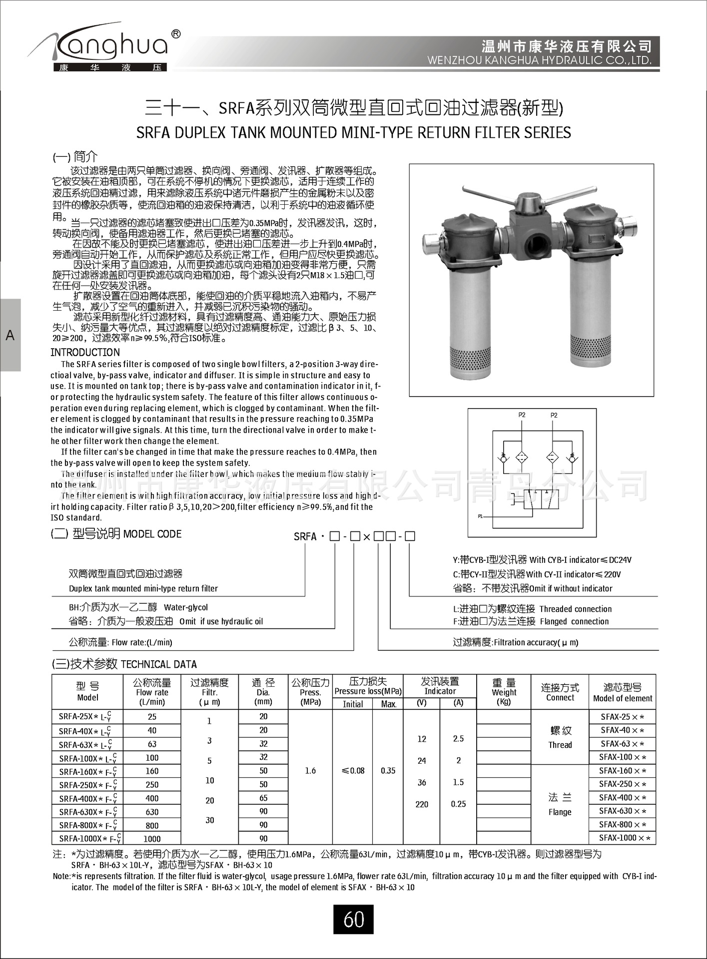 供应双筒回油滤芯SFAX-63×10 20 30，SRFA双筒回油滤芯示例图1