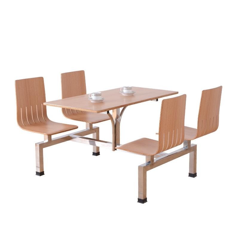 学校连体快餐桌椅 实木饭店餐桌椅批发餐桌椅组合 尚邑家具KCZY-0013