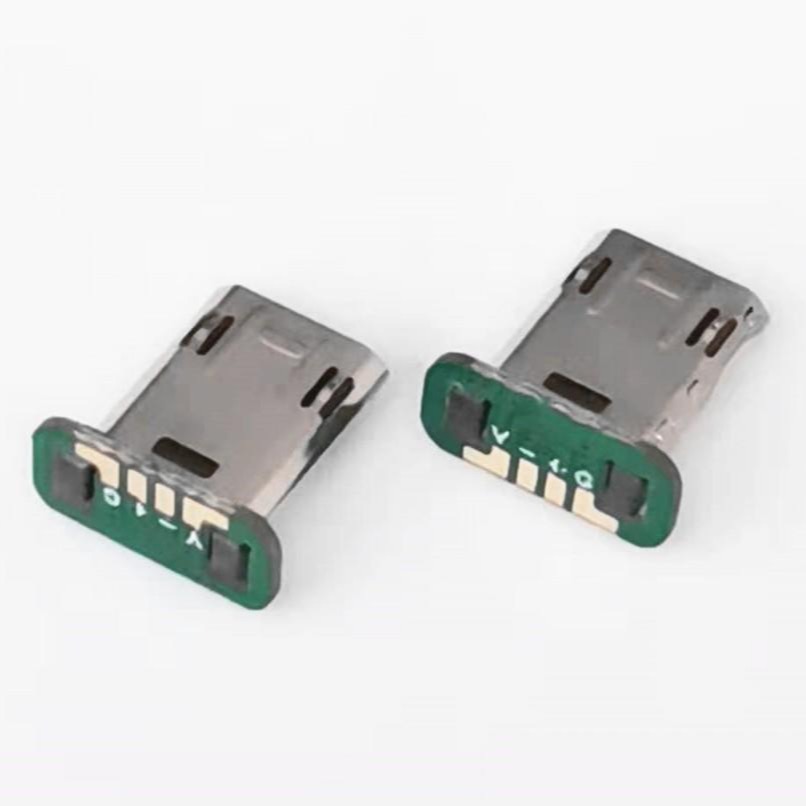 MICRO USB立式SMT双面插公头 带PCB数据板 立式贴片SMT 高H=9.70MM