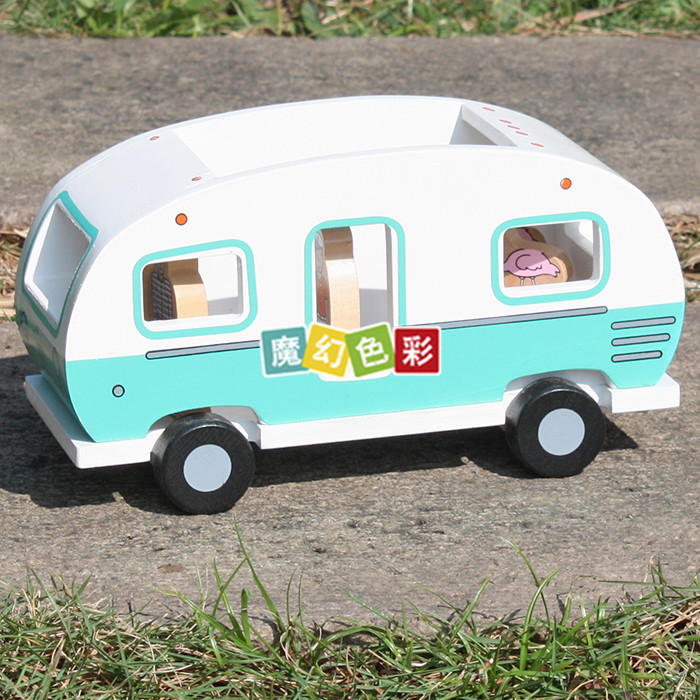 木制儿童磁性游览车小车磁力观光车组合趣味木偶玩具