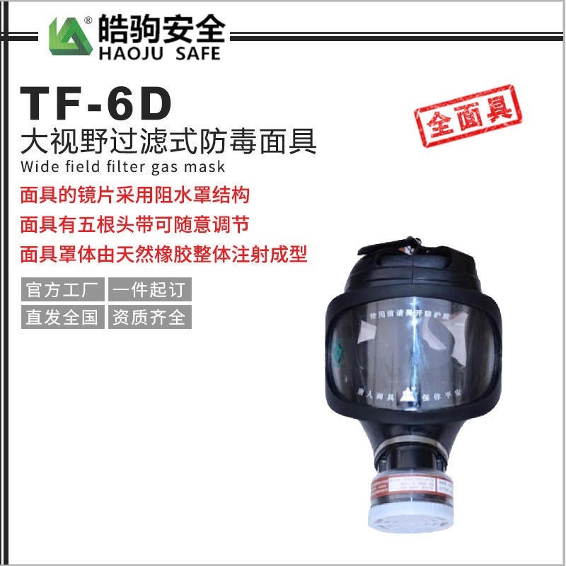 TF6D大视野过滤式防毒面具 防毒全面罩 工业化工消防面罩厂家 NAMJ01全面型呼吸防护器 便携式过滤式呼吸防护器