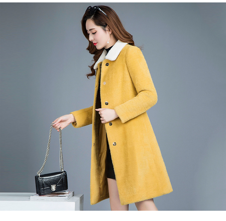 18新款毛呢大衣女韩版纯色羊毛大衣保暖修身长款大衣女一件代发示例图5