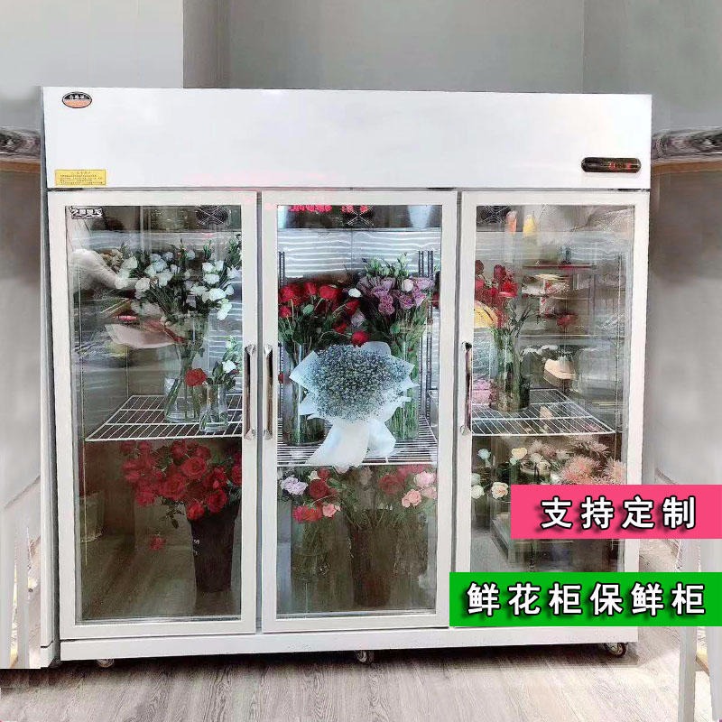 郑州鲜花冰柜 花店展示柜 冰箱展示柜保鲜柜 冷藏柜商用风冷无霜三门定制图片