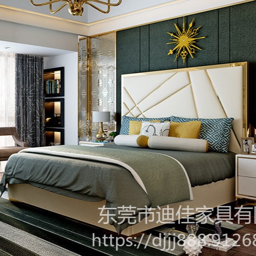 东莞迪佳家具热卖原木色北欧橡胶木床 1.8米主卧室双人床全实木床1.5m1.2米单人床