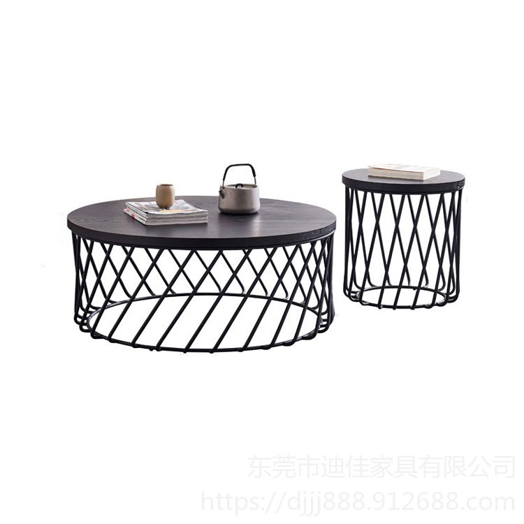 北京北欧现代铁艺子母茶几组合   大小户型客厅圆形茶桌    简约高低桌组合