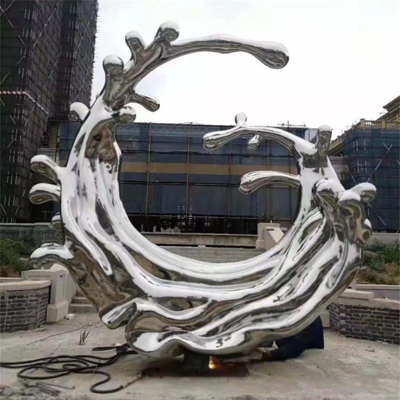 镜面浪花雕塑 水滴雕塑 广场公园定制不锈钢雕塑 抽象海浪水景摆件