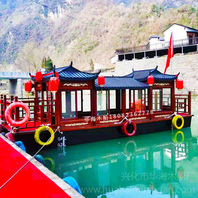 8米画舫船8米水上餐饮船景区电动观光旅游船图片