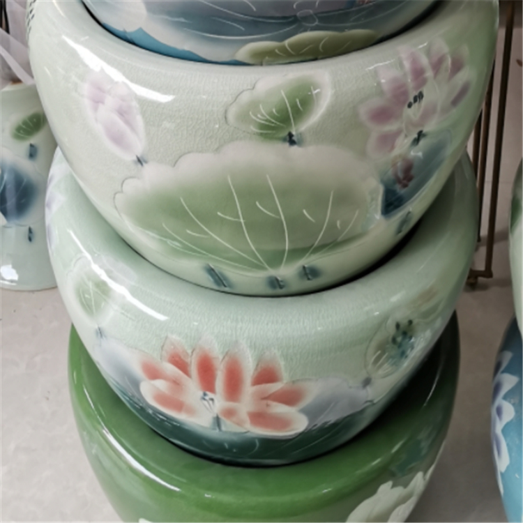 景德镇青花陶瓷风水缸 景德镇陶瓷风水缸鱼缸供应 亮丽陶瓷