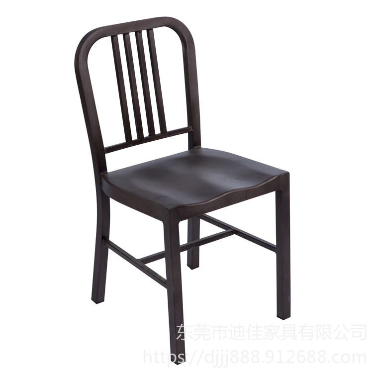 汕头家具生产美工乡村金属工业风靠背铁椅海军椅子咖啡厅彩色铁艺餐椅loft凳子