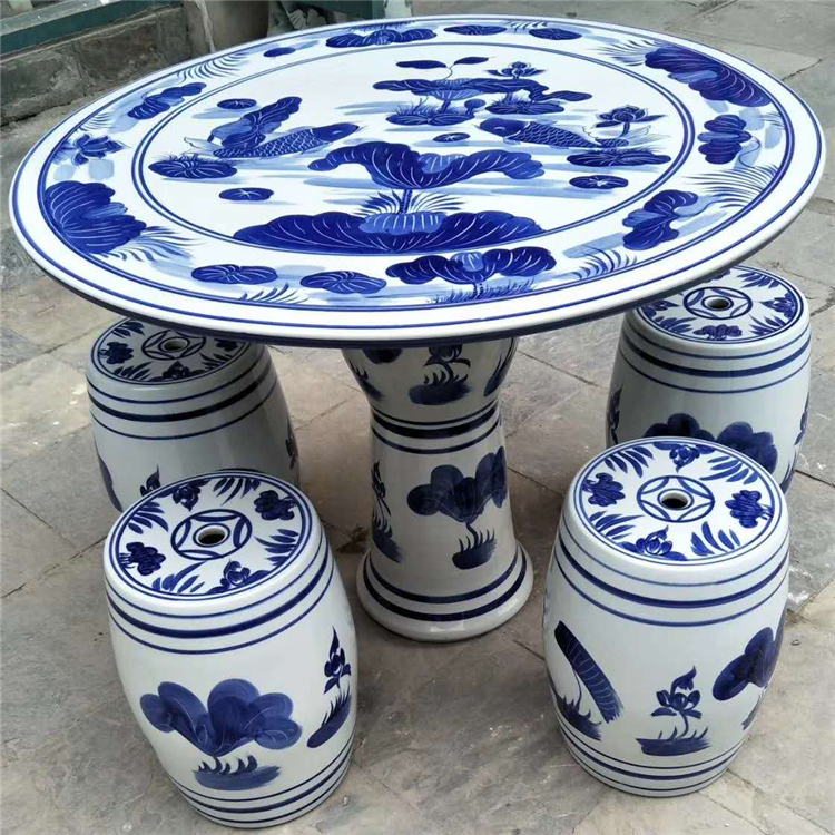 瓷桌凉凳凉蹲凳子 景德镇陶瓷桌凳套装 桌凳子陶瓷批发 亮丽陶瓷图片