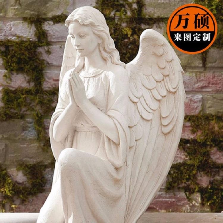 万硕 西方人物雕塑 西方天使玻璃钢雕塑 带翅膀天使造型装饰摆件图片