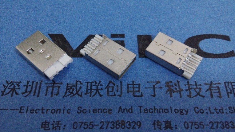 AM USB公头 一体式白胶焊线式USB公头 A公短途焊线式 铜示例图1