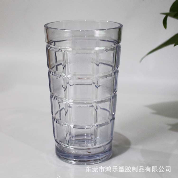 东莞鸿乐塑料杯AS透明果汁奶茶杯厂家现货直销420ml螺纹塑胶杯示例图10