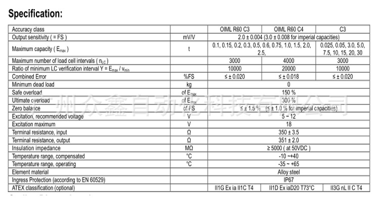 美国ZEMIC称重传感器H3-C3-150kg-3B,H3-C3-200kg-3B/250kg传感器示例图4