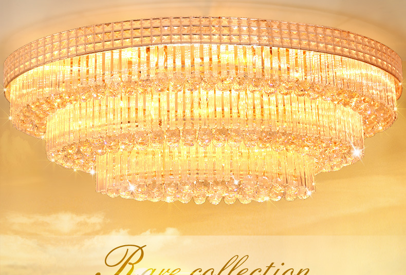 品牌厂家直销椭圆水晶客厅灯餐厅大气吸顶灯LED欧式金色酒店灯具示例图1
