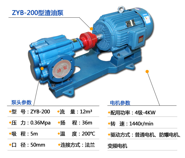 供应 大流量ZYB200渣油泵 耐磨污油脏油杂质齿轮输送泵 合金齿轮示例图4