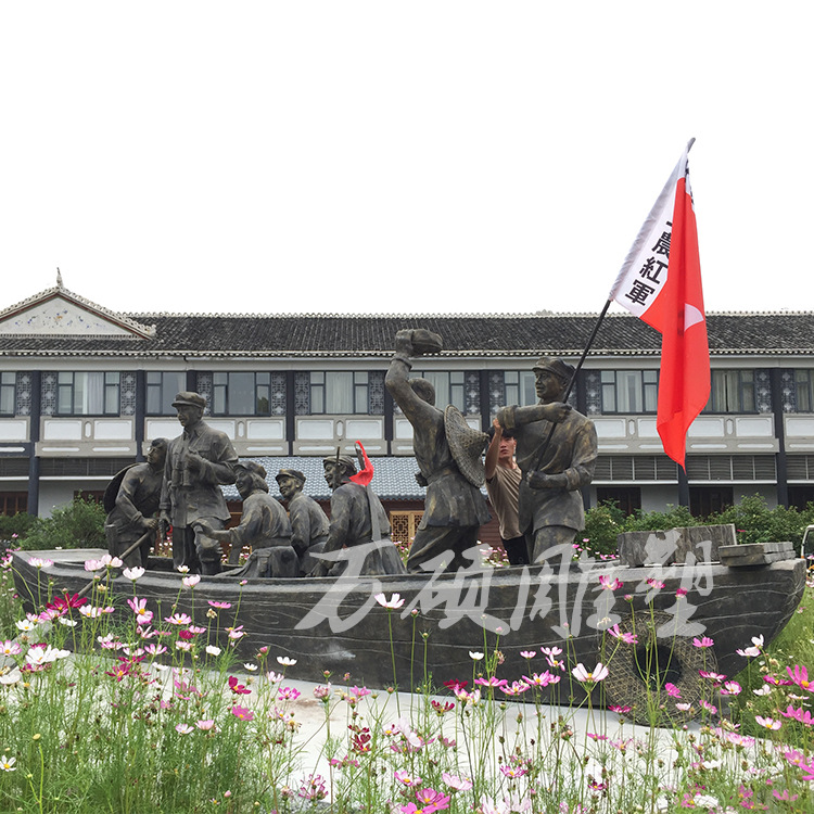 红色文化主题纪念馆人物仿铜雕塑 红军八路军战士革命玻璃钢雕塑示例图5