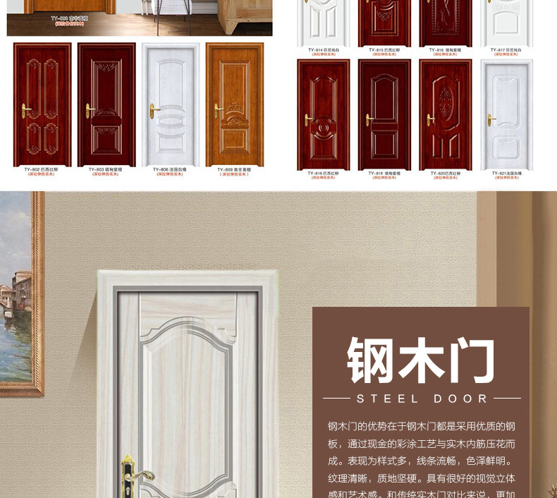 室内钢木烤漆套装门招商酒店复合套装门工程门示例图10