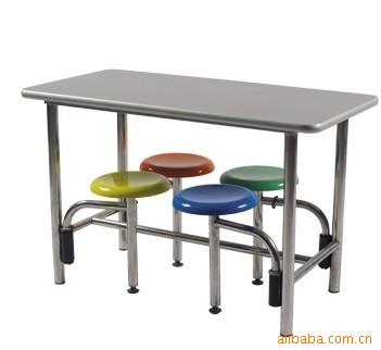 玻璃钢餐桌  学生工厂食堂餐桌  餐桌 玻璃钢10人圆凳连体餐桌椅示例图11