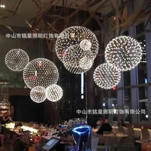 LED吊灯创意火花球餐吊灯艺术餐厅球形灯款酒店宴会厅吊灯具厂家示例图16