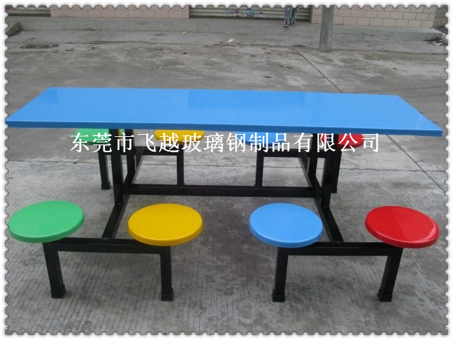 深圳玻璃钢八人位食堂餐桌椅组合工厂公司学校学生圆形凳面机压示例图38