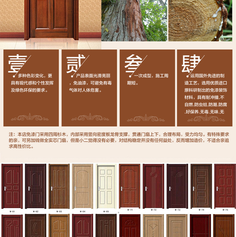 厂家直销欧式多层实木门套装门专业定制家用简约复合免漆门价格示例图13