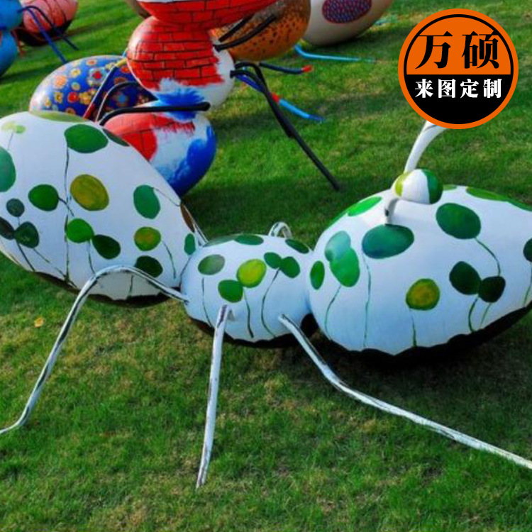 玻璃钢昆虫动物雕塑 园林庭院创意彩绘户外巨型蚂蚁雕塑装饰摆件示例图2