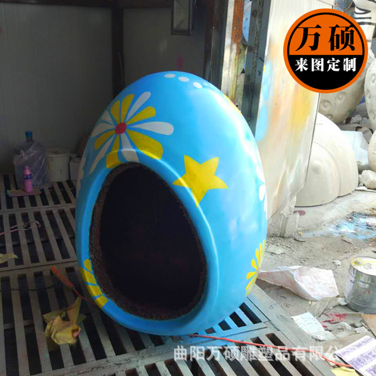 玻璃钢彩蛋雕塑树脂彩绘 巨型鸡蛋雕塑摆件 大型游乐场彩蛋模型示例图8