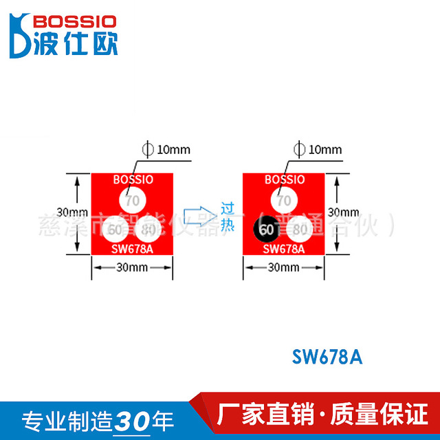 厂家直销 波仕欧SW678A组合式电力示温片 变色测温贴片 温度贴纸 感温胶贴 防水
