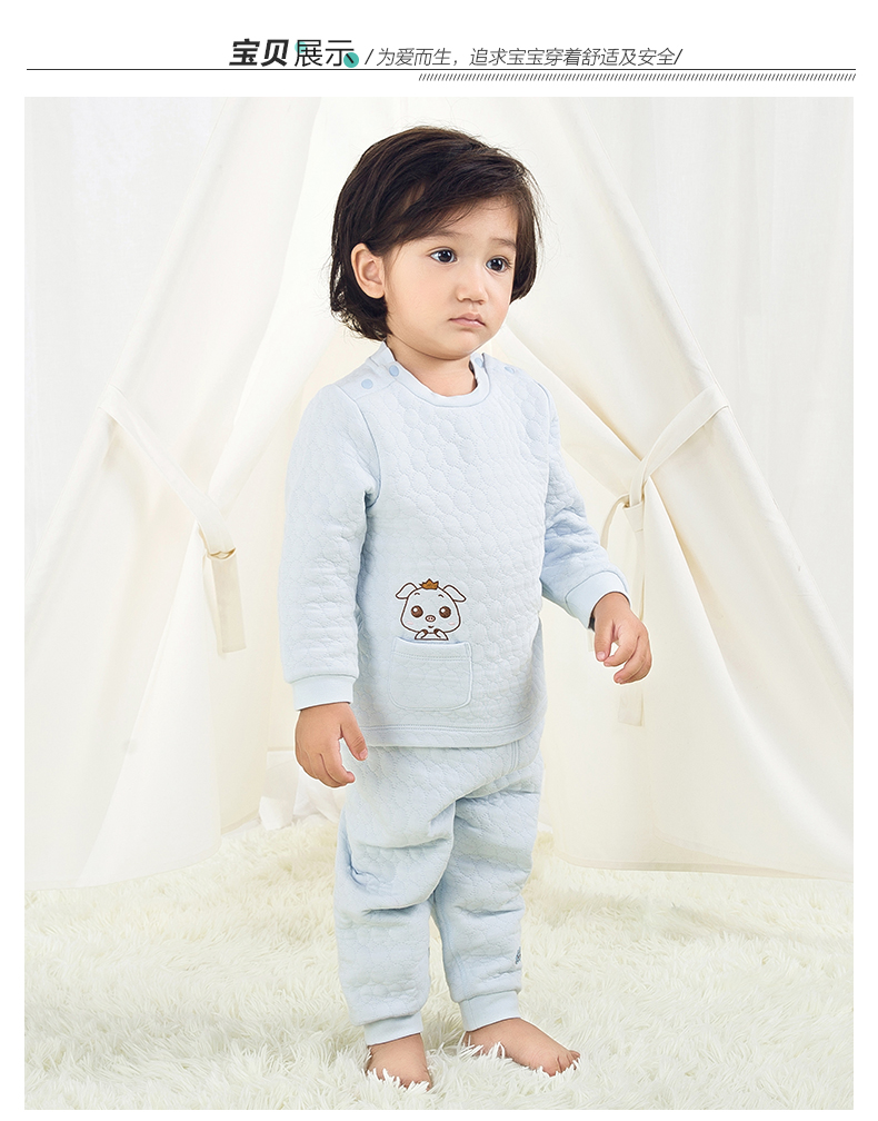 佩爱婴儿保暖衣套装0-3岁宝宝衣服秋冬季内衣纯棉加厚儿童睡衣示例图13