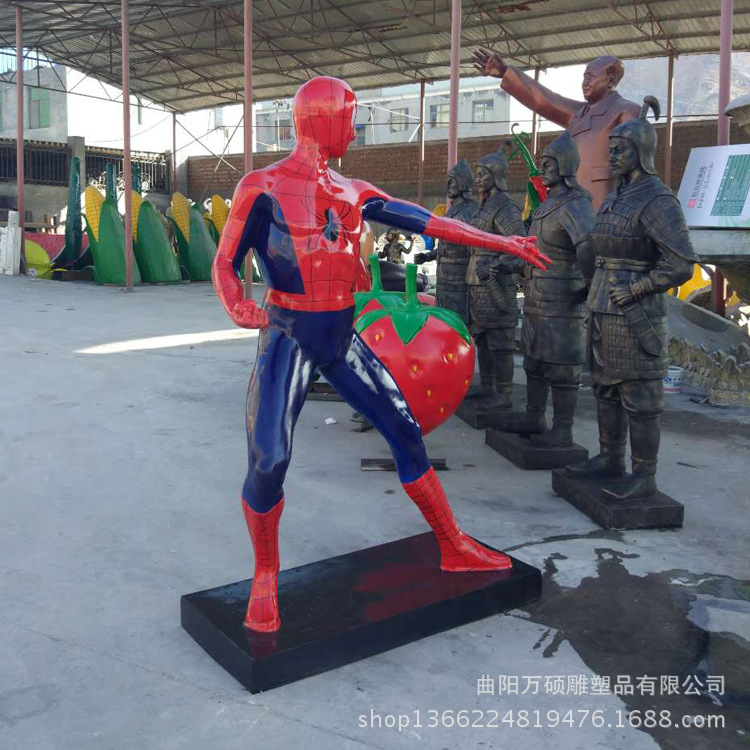 厂家生产加工定制玻璃钢游戏人物雕塑 复仇者联盟蜘蛛侠雕塑示例图5