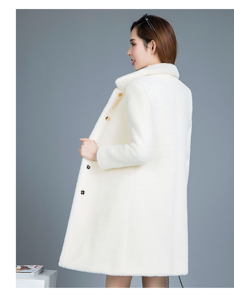 18新款毛呢大衣女韩版纯色羊毛大衣保暖修身长款大衣女一件代发示例图9