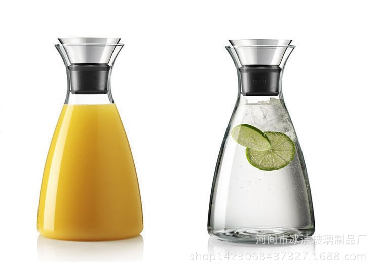 丹麦风格凉水壶冷水壶耐热玻璃大容量夏日果汁水瓶防侧漏1L