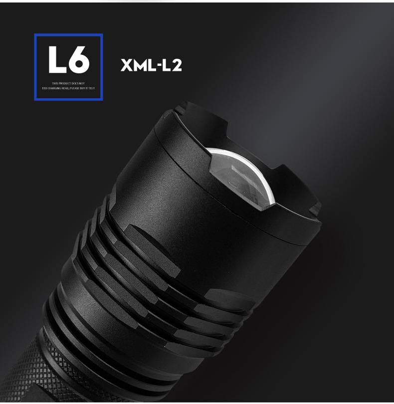 勤乐厂家批发LED铝合金T6手电筒强光L2可充电超亮L6户外家用26650示例图26