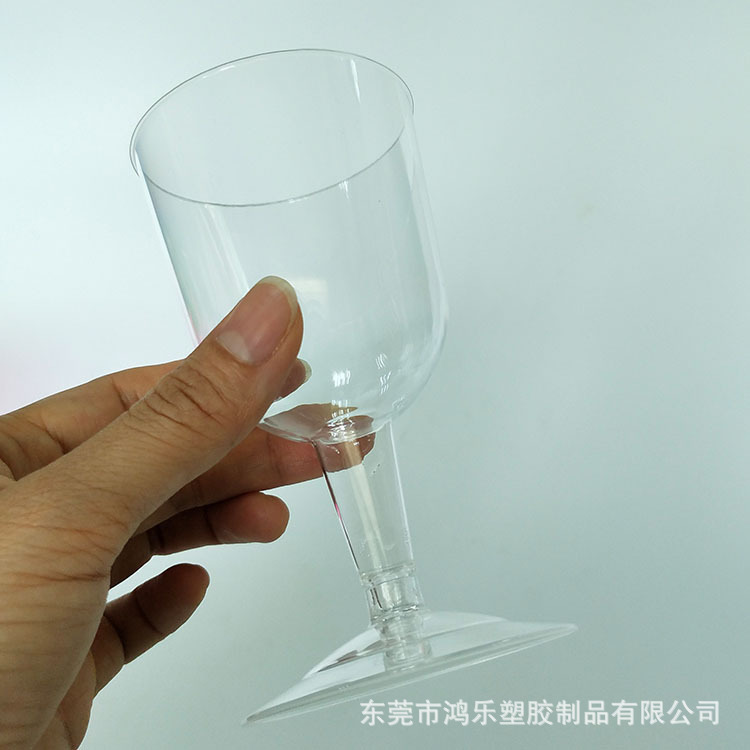 6oz一次性PS粉红色塑料红酒杯透明l硬塑料高脚杯杯身杯底可拆分示例图14