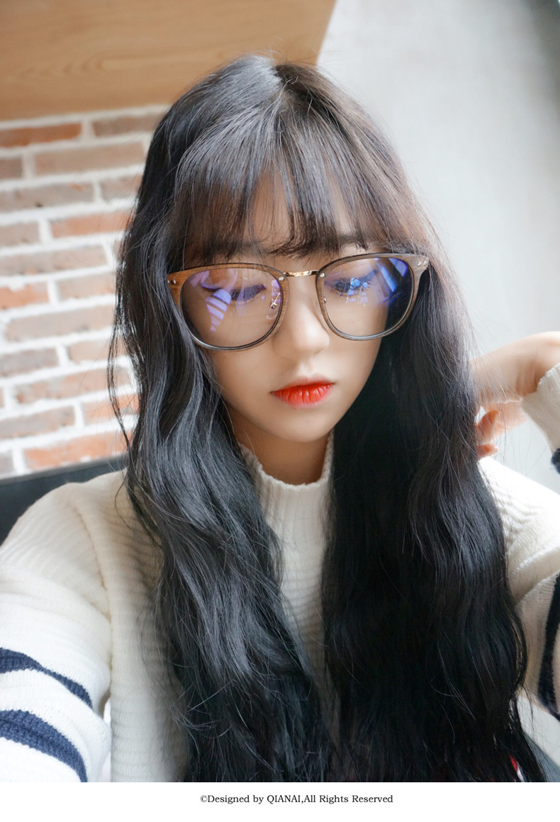 2016韩版复古大方框防辐射眼镜框男女款平光镜架铆钉潮配近视眼镜示例图3