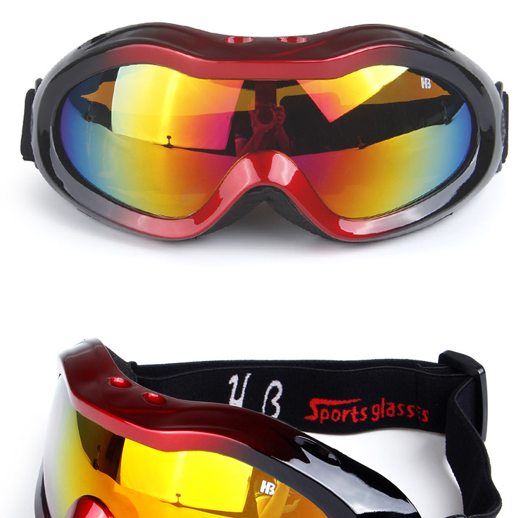 厂家批发欧宝来HB1005男女款专业单层滑雪眼镜防风镜摩托车风镜示例图8