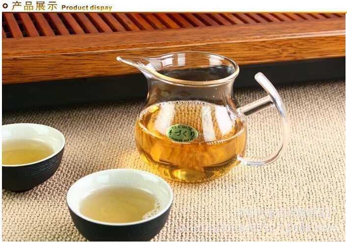 高硼硅耐热玻璃茶具公道杯  透明茶海 创意把手 尖嘴茶具分茶器示例图5